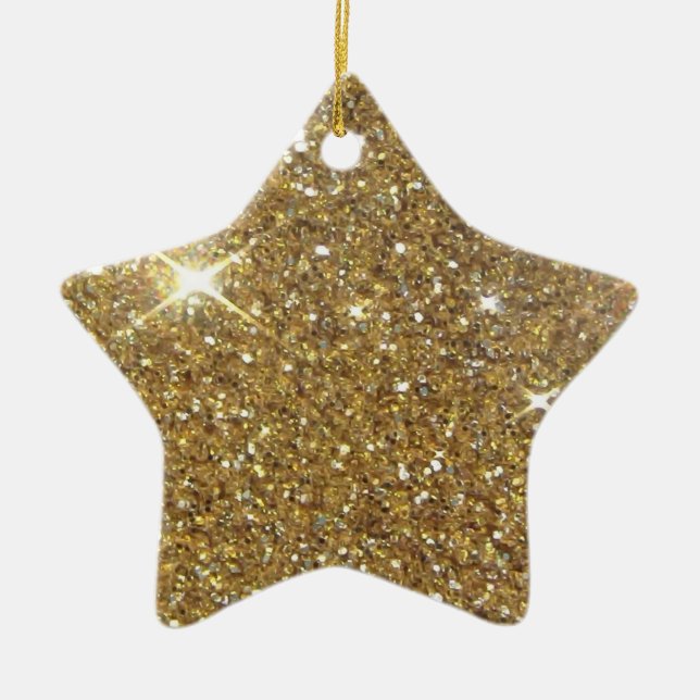 Luxury Gold Glitter - Printed Image Ceramic Tree Decoration (Front)