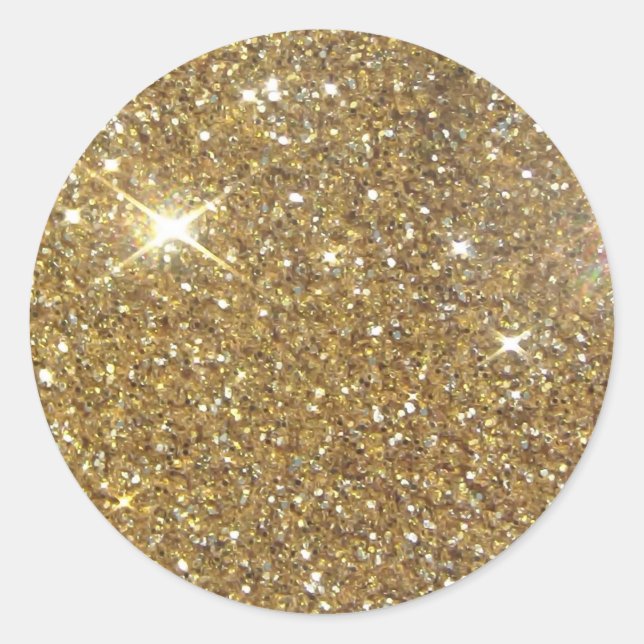 Luxury Gold Glitter - Printed Image Classic Round Sticker (Front)