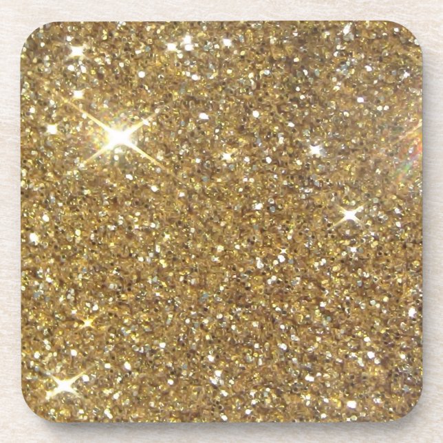 Luxury Gold Glitter - Printed Image Coaster (Front)