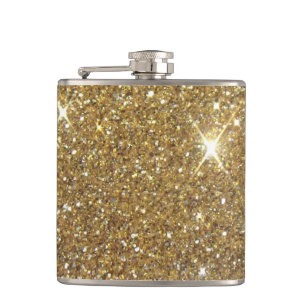 Luxury Gold Glitter - Printed Image Hip Flask