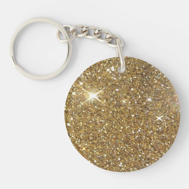 Luxury Gold Glitter - Printed Image Key Ring (Front)