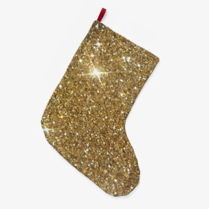 Luxury Gold Glitter - Printed Image Large Christmas Stocking