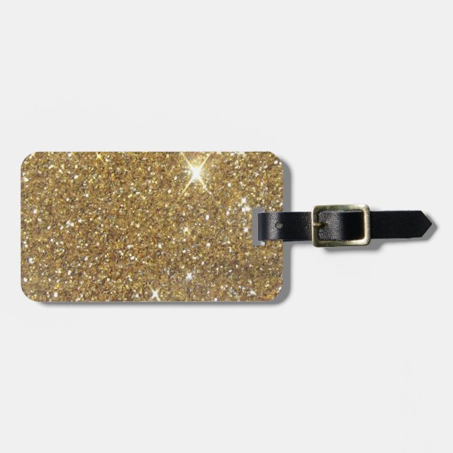 Luxury Gold Glitter - Printed Image Luggage Tag (Front Horizontal)