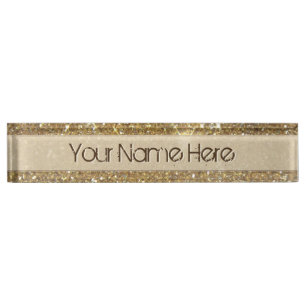 Luxury Gold Glitter - Printed Image Nameplate