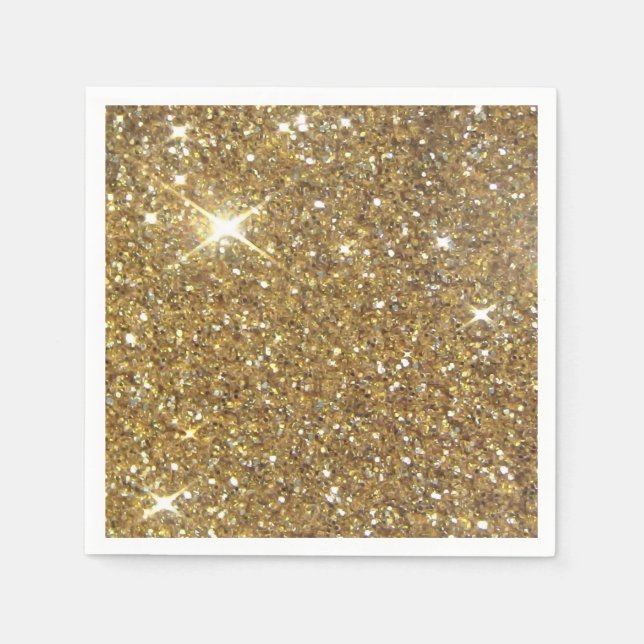 Luxury Gold Glitter - Printed Image Napkin (Front)