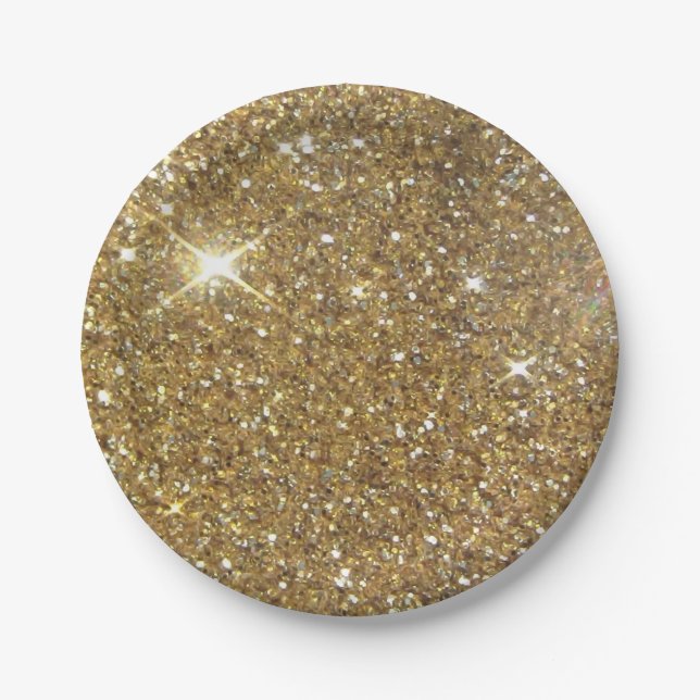 Luxury Gold Glitter - Printed Image Paper Plate (Front)