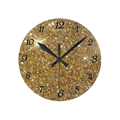 Image of Luxury Gold Glitter - Printed Image Round Clock
