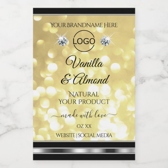 Luxury Gold Glitter Product Labels Diamonds Logo (Single Label)