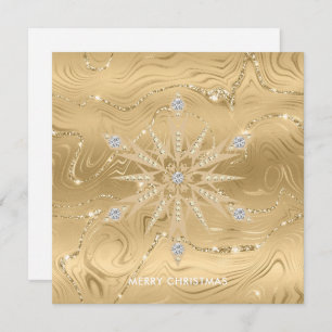 Luxury Gold Glitter Snowflake Diamond Card