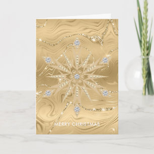 Luxury Gold Glitter Snowflake Diamond Card