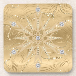 Luxury Gold Glitter Snowflake Diamond Coaster