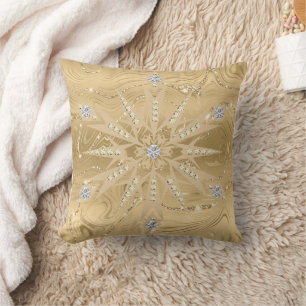 Luxury Gold Glitter Snowflake Diamond Cushion