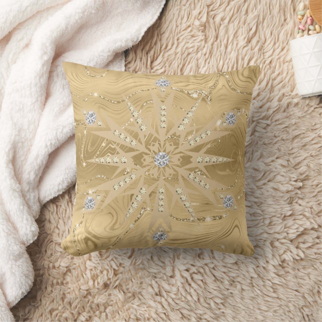 Luxury Gold Glitter Snowflake Diamond Cushion (Blanket)