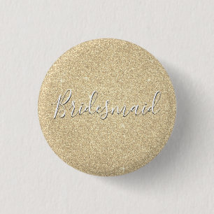Luxury Gold Glitter & Sparkle Bridesmaid 3 Cm Round Badge