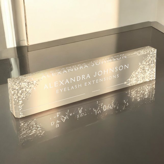 Luxury Gold Glitter Sparkle Eyelash Extensions Nameplate (Creator Uploaded)