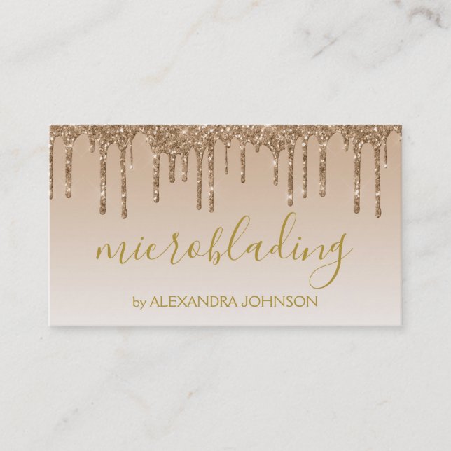 Luxury Gold Glitter Sparkle Microblading Business Card (Front)