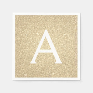 Luxury Gold Glitter & Sparkle Monogram Birthday Napkin