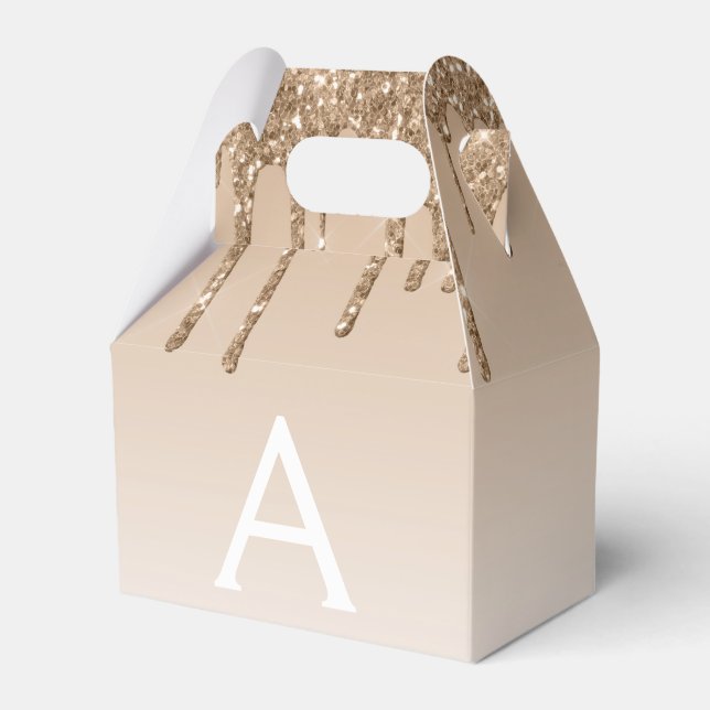 Luxury Gold Glitter & Sparkle Monogram Favour Box (Front Side)