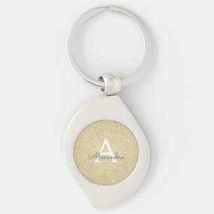 Luxury Gold Glitter & Sparkle Monogram Key Ring