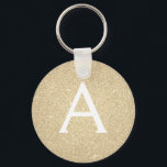 Luxury Gold Glitter & Sparkle Monogram Key Ring<br><div class="desc">Luxury Gold Faux Glitter and Sparkle Elegant Key chain. These Keychains can be customised to include your initial and first name and are a perfect bridal shower,  bachelorette party or birthday party favour.</div>