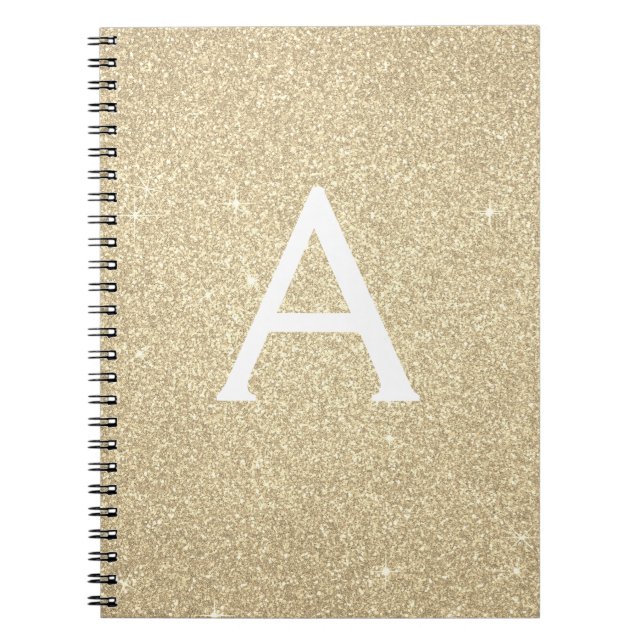 Luxury Gold Glitter Sparkle Monogram Notebook (Front)