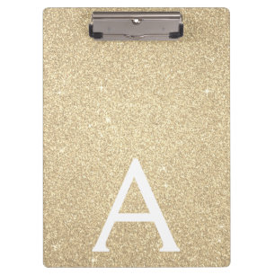 Luxury Gold Glitter & Sparkle Monogram School Clipboard