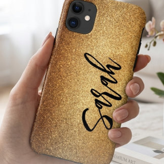 Luxury Gold Glitter Sparkle Personalised Name Phon iPhone 11 Case