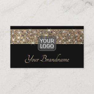 Luxury Gold Glitter Stars Black Background Stylish Business Card