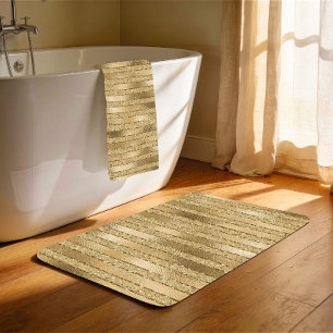 Luxury Gold Glitter Stripes Pattern Bath Mat