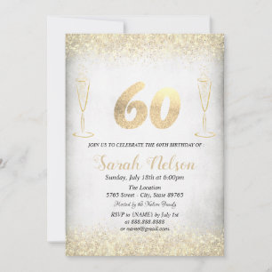 Luxury Gold Glitter Wine Glass Invitation