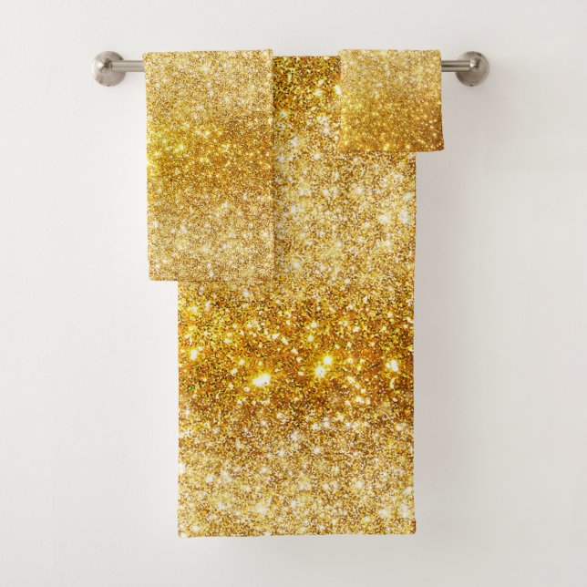Luxury Gold Gold Glitter Bath Towel Set (Insitu)