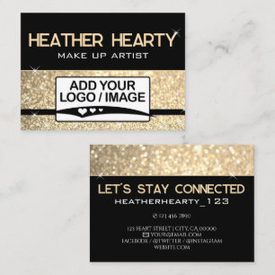 Luxury Gold Golden Black Glitter Logo Template Business Card