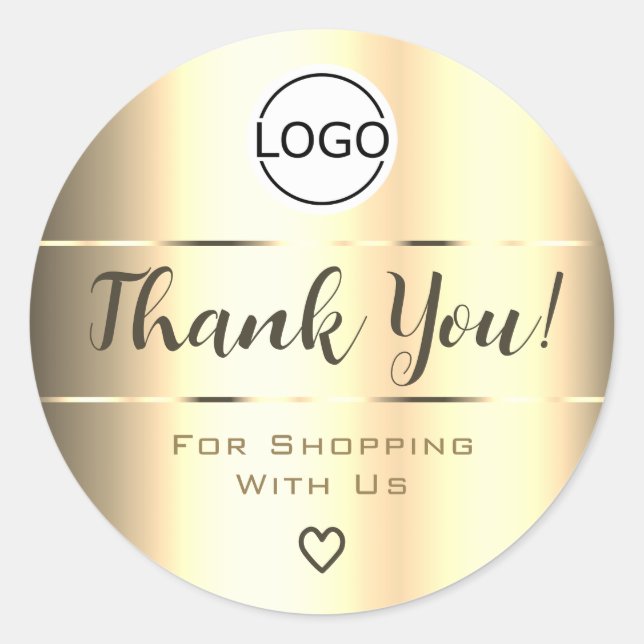 Luxury Gold Golden Ombre Colour Gradient Thank You Classic Round Sticker (Front)