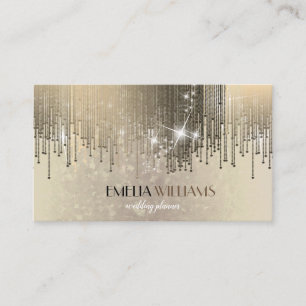 Luxury Gold Gradient Crystal Confetti Rain Sparkle Business Card