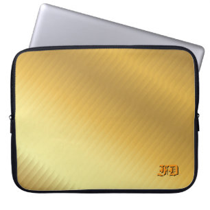 Luxury Gold Gradient Monogram Personalized Laptop Sleeve