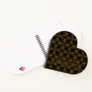 Luxury Gold Guilloché Seamless Pattern Heart Shape Notebook