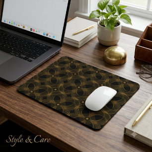 Luxury Gold Guilloché Seamless Pattern Mouse Mat