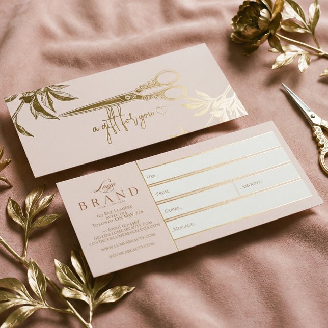 Luxury Gold Hair Salon Studio Gift Certificate  (Luxury Gold Hair Salon Studio Gift Certificate)