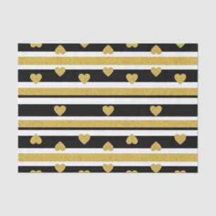 Luxury Gold Hearts Stripe Pattern Tissue Paper