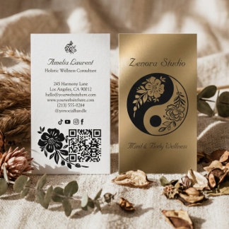 Luxury Gold Holistic Yin Yang Spiritual Wellness Business Card