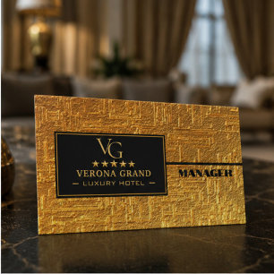 Luxury Gold Hotel Manager 5-Star Hospitality Staff Business Card