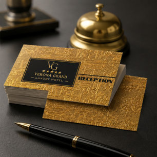Luxury Gold Hotel Reception Hospitality Staff Business Card