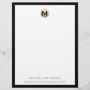 Luxury Gold Initial Law Office Custom Letterhead