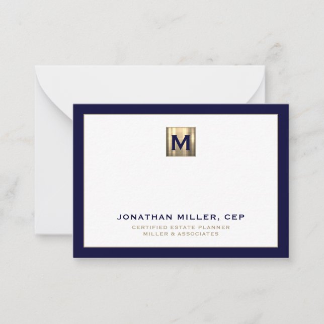 Luxury Gold Initial Logo Navy Card (Front)