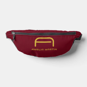 Luxury Gold Initial Monogram Burgundy Red Bum Bags
