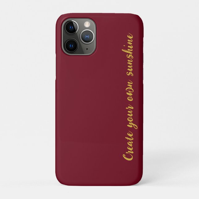 Luxury Gold Initial Monogram Burgundy Red Case-Mate iPhone Case (Back)
