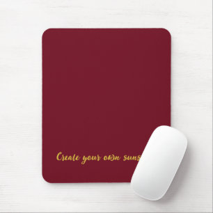 Luxury Gold Initial Monogram Burgundy Red Mouse Mat