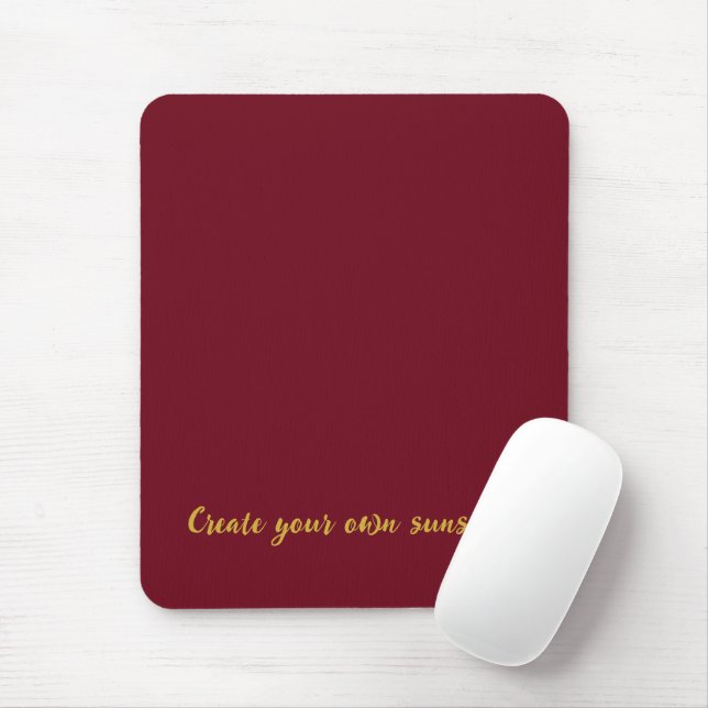 Luxury Gold Initial Monogram Burgundy Red Mouse Mat (With Mouse)