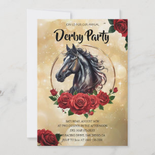 Luxury Gold Kentucky Derby Party Invitation Black 