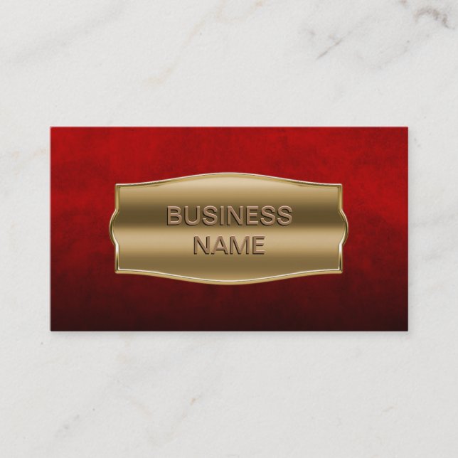 Luxury Gold Label Velvet Red Business Card (Front)